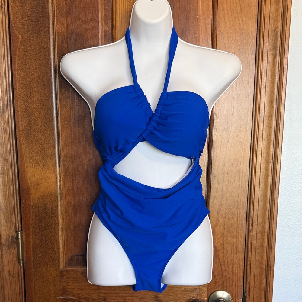 Women Blue One Piece Swimsuit